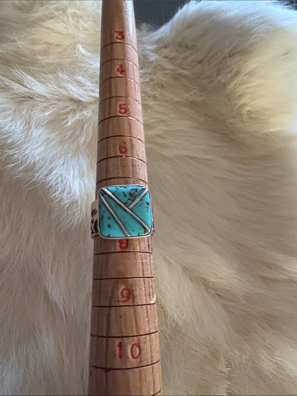 Turquoise Inlay Sterling Silver Square Ring - Turquoise